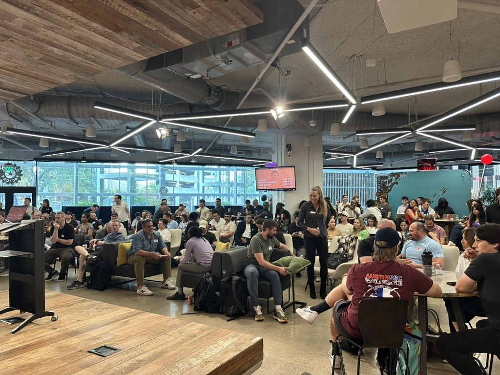 A large audience at a live AI session at Capital Factory in Austin