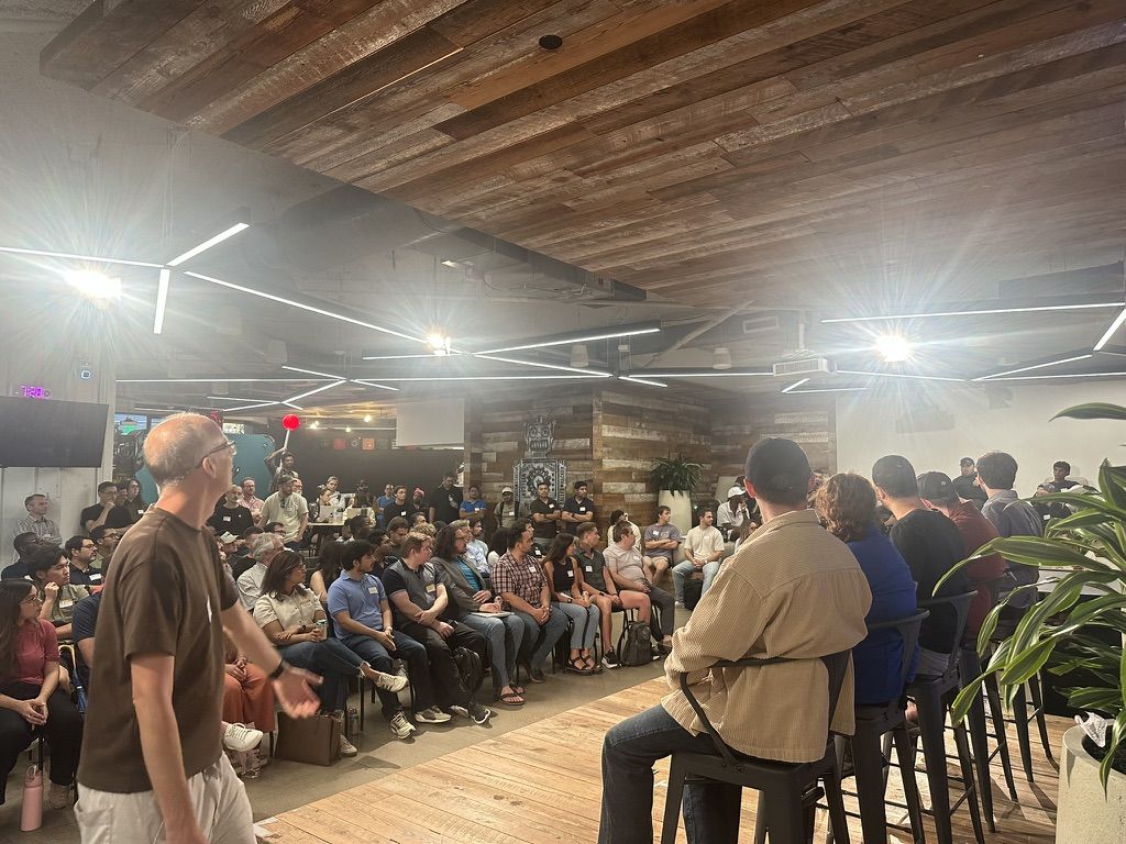 A packed audience of Austin tech professionals at a Capital Factory AI session